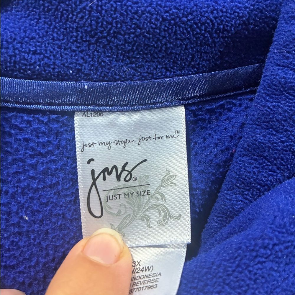 Just My Size Snowflake Fleece | Royal Blue Half Zip | 3X - Picture 4 of 6